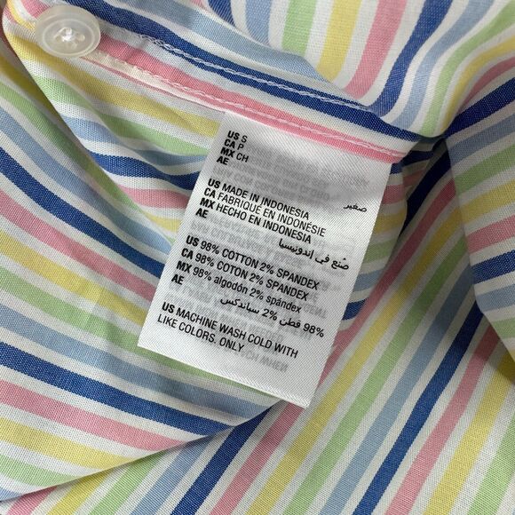 Club Room Mens Thin Striped Short Sleeve Button Down Shirt Multicolor S - Picture 2 of 3